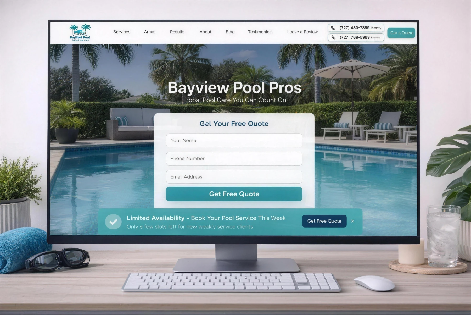 Bayview Pool Pros website design by DRYP Digital